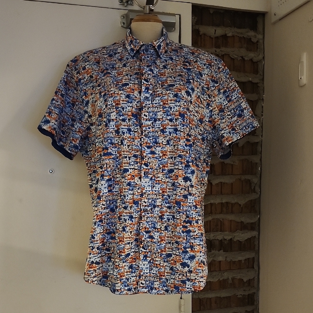 A Fish Named Fred Button Down Shirt Stretch Men Casual Size XL